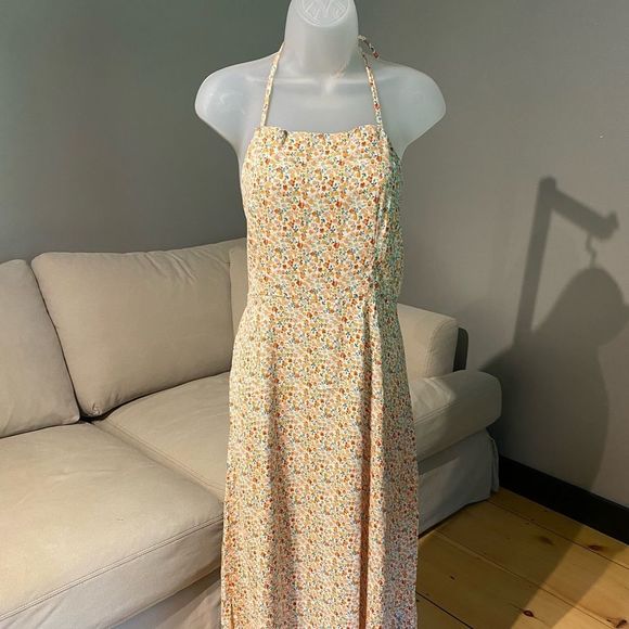 FLORAL HALTER MIDI DRESS - Picture 3 of 6